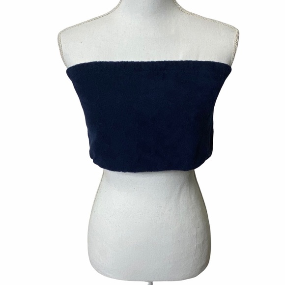 Silence + Noise Blue Towel Tube Top Large Cropped - Picture 1 of 3